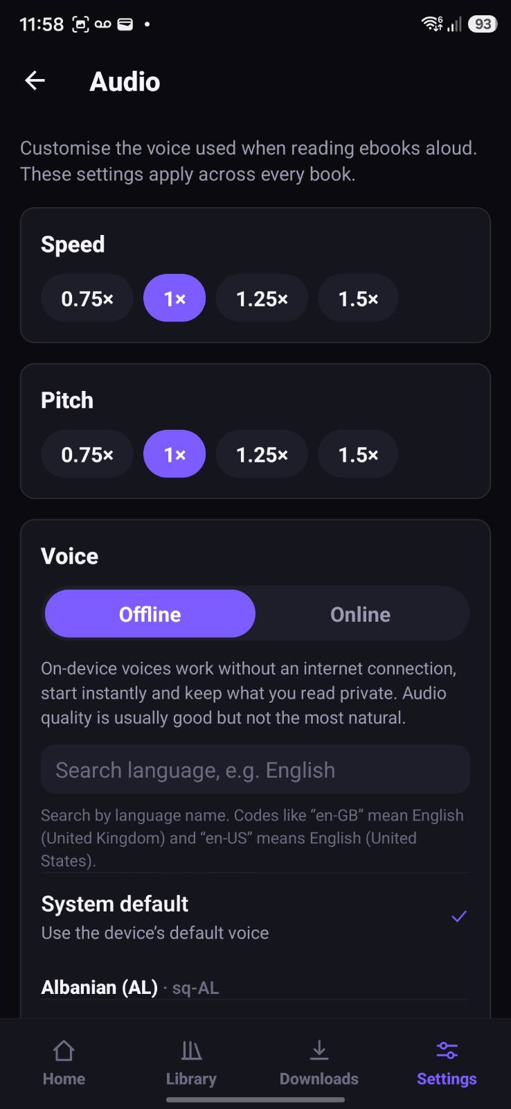 OPDSy text-to-speech audio playback