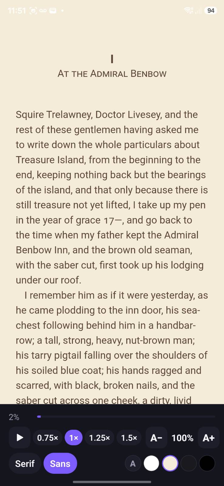 OPDSy book reader view
