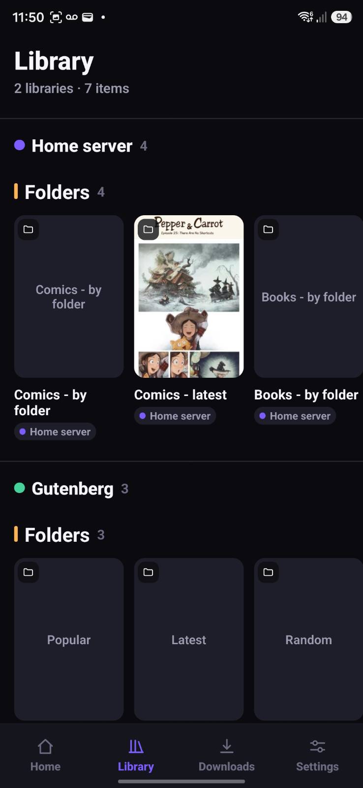 OPDSy unified library browsing view