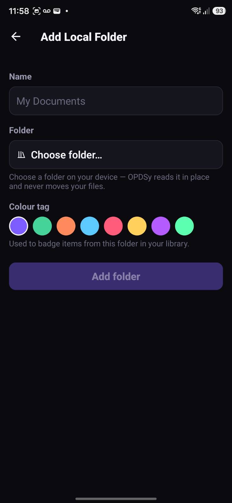 OPDSy local library of imported files